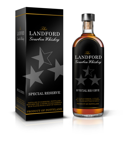 Landford Whiskey mit eckiger, schwarzer Pappschachtel